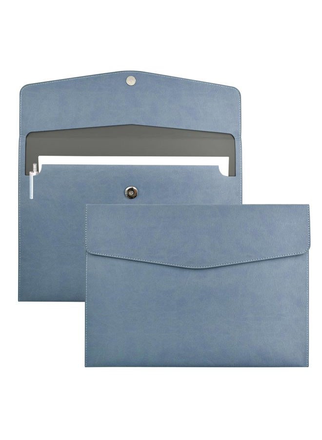 VANRA 1 Piece PU Leather Envelope File Folders A4 Paper Document Filing Envelope Document Organizer Leather Portfolio Folder Holder with Magnetic Closure (Blue) - Image 1