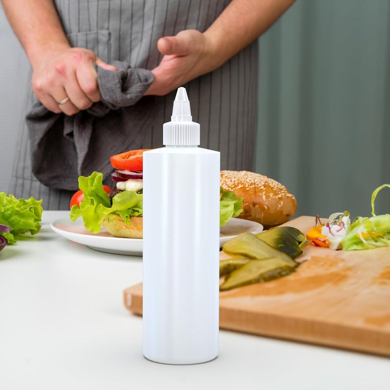 BRIGHTFROM Condiment Squeeze Bottles 12 OZ Empty Squirt Bottle with Twist Top Cap Leak Proof  Great for Ketchup Mustard Syrup Sauces Dressing Oil Arts and Crafts BPA FREE Plastic  4 PACK - Image 3
