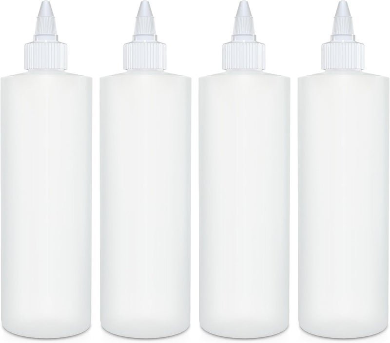 BRIGHTFROM Condiment Squeeze Bottles 12 OZ Empty Squirt Bottle with Twist Top Cap Leak Proof  Great for Ketchup Mustard Syrup Sauces Dressing Oil Arts and Crafts BPA FREE Plastic  4 PACK - Image 1