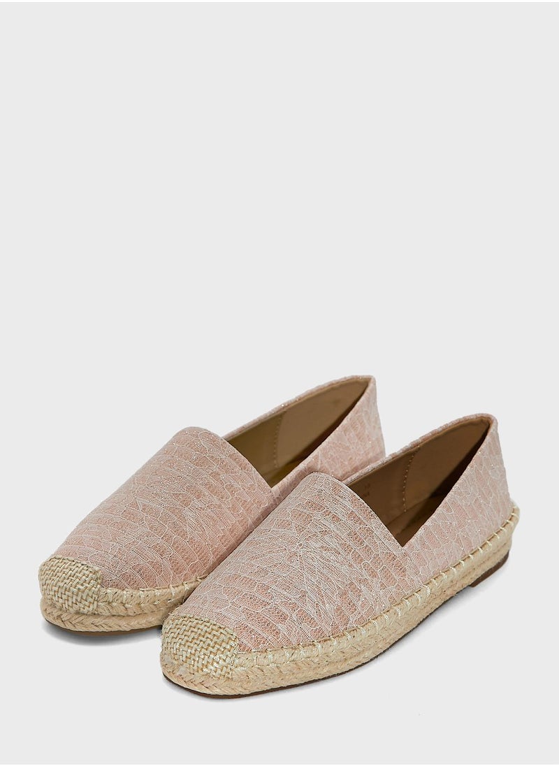 ELLA - Shimmery Textured Flat Espadrille - Image 1