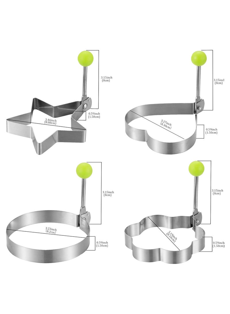 4-Pack Egg Rings Stainless Steel Pancake Mold Set Silver  - Image 2