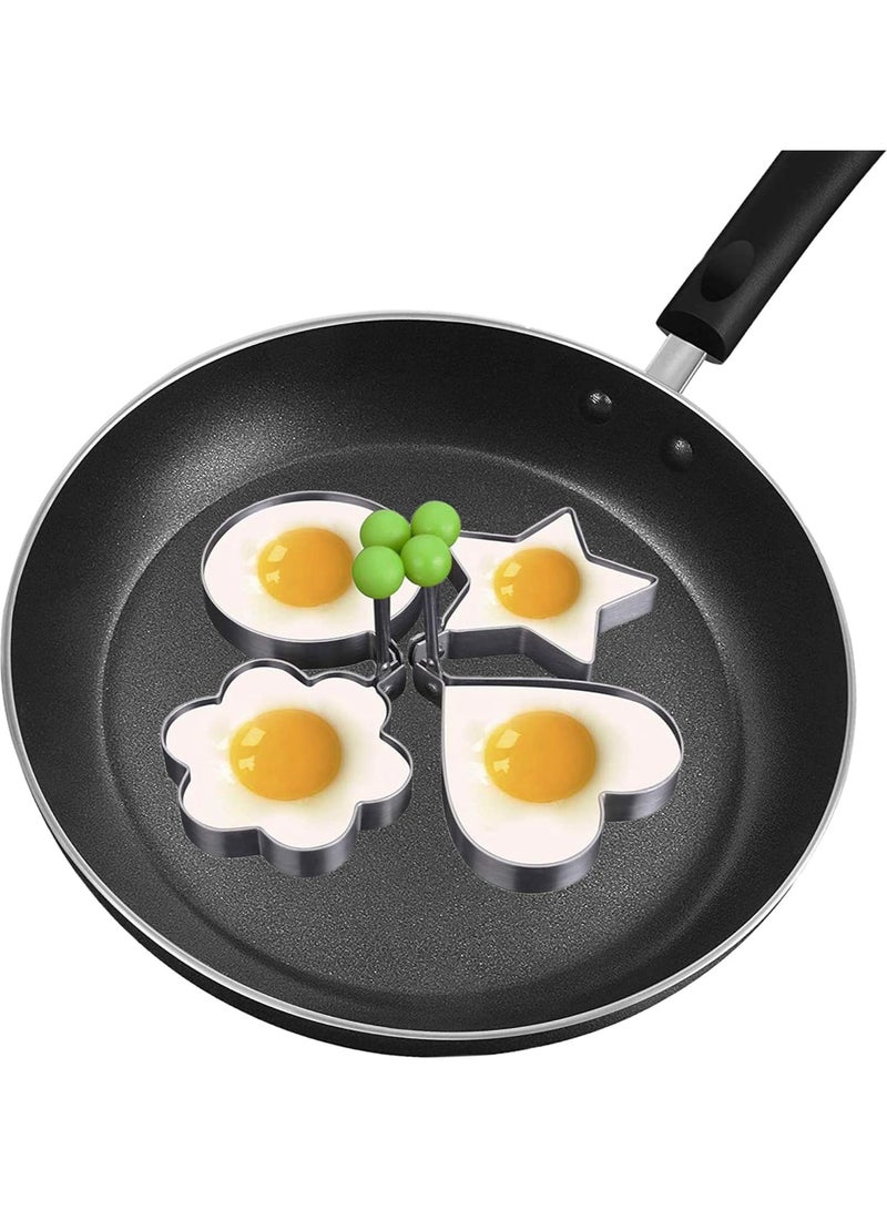 4-Pack Egg Rings Stainless Steel Pancake Mold Set Silver  - Image 3