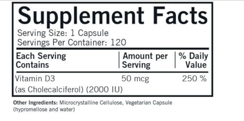 Kirkman Vitamin D3 2000 IU Capsules Hypo 120 ct - Image 5