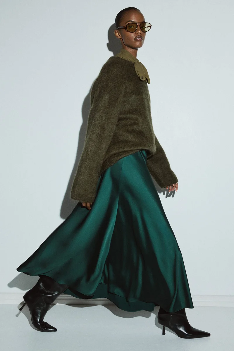 H&M Satin maxi skirt