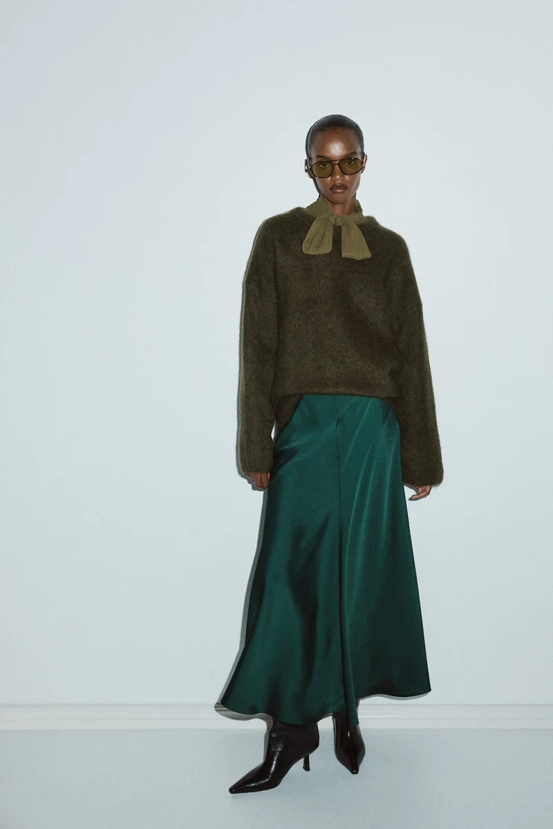 H&M Satin maxi skirt