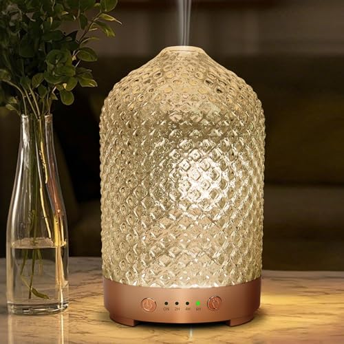 EQUSUPRO Essential Oil Diffuser for Home 200ml Aromatherapy Diffuser for Essential Oils with 4 Timer 7 Color LED Lights Waterless Auto ShutOff for Home Office Dcor Gifts for Women - Image 1