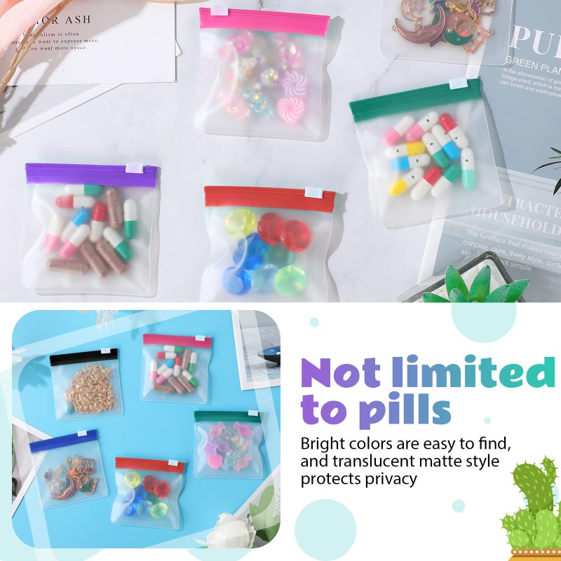 Sherr 35 Pcs Pill Pouch Bags Zippered Pill Pouch Set Reusable Translucent Medicine Organizer Self Sealing Medicine Organizer Travel Plastic Bags with Slide Lock for Storage(Classic,Classic Colors) - Image 4