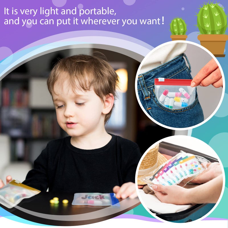 Sherr 35 Pcs Pill Pouch Bags Zippered Pill Pouch Set Reusable Translucent Medicine Organizer Self Sealing Medicine Organizer Travel Plastic Bags with Slide Lock for Storage(Classic,Classic Colors) - Image 5