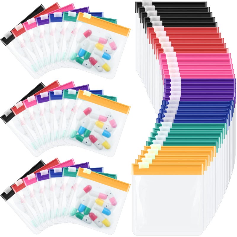 Sherr 35 Pcs Pill Pouch Bags Zippered Pill Pouch Set Reusable Translucent Medicine Organizer Self Sealing Medicine Organizer Travel Plastic Bags with Slide Lock for Storage(Classic,Classic Colors) - Image 1