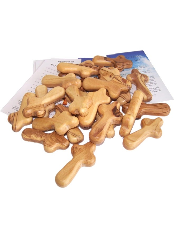 Holy Land Market - Holy Land Market Small Olive Wood Pocket/Holding Crosses With Certificates (2.5 Inches) (25 count) - Image 1