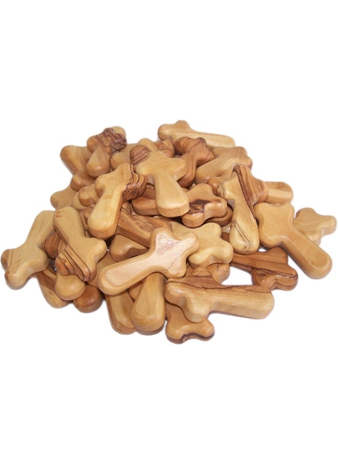 Holy Land Market - Holy Land Market Small Olive Wood Pocket/Holding Crosses With Certificates (2.5 Inches) (25 count) - Image 1