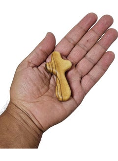 Holy Land Market Holy Land Market Small Olive Wood Pocket/Holding Crosses With Certificates (2.5 Inches) (25 count)  - Image 3