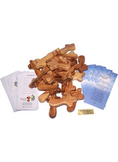 Holy Land Market Small Olive Wood Pocket/Holding Crosses With Certificates (2.5 Inches) (25 count)