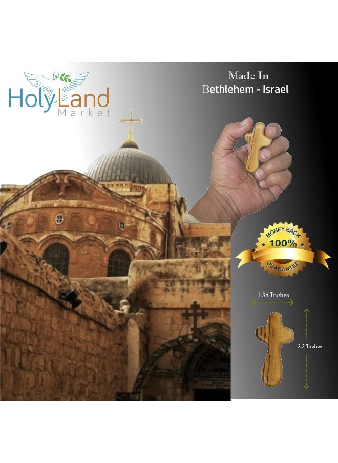 Holy Land Market - Holy Land Market Small Olive Wood Pocket/Holding Crosses With Certificates (2.5 Inches) (25 count) - Image 1