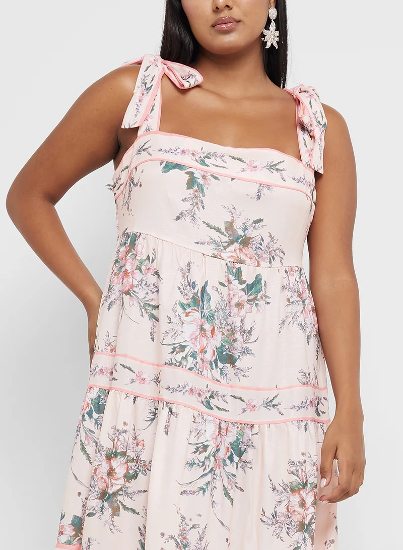Khizana Floral Tiered Midi Dress