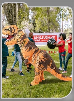 Moovant Dinosaur Shape Inflatable Costume for Festival, Blower Dinosaur Rider Costume for Dress Up Party, Funny Blow up Pretend Toy Costume for Kids Cosplay Party, 120-150cm Height  - Image 4