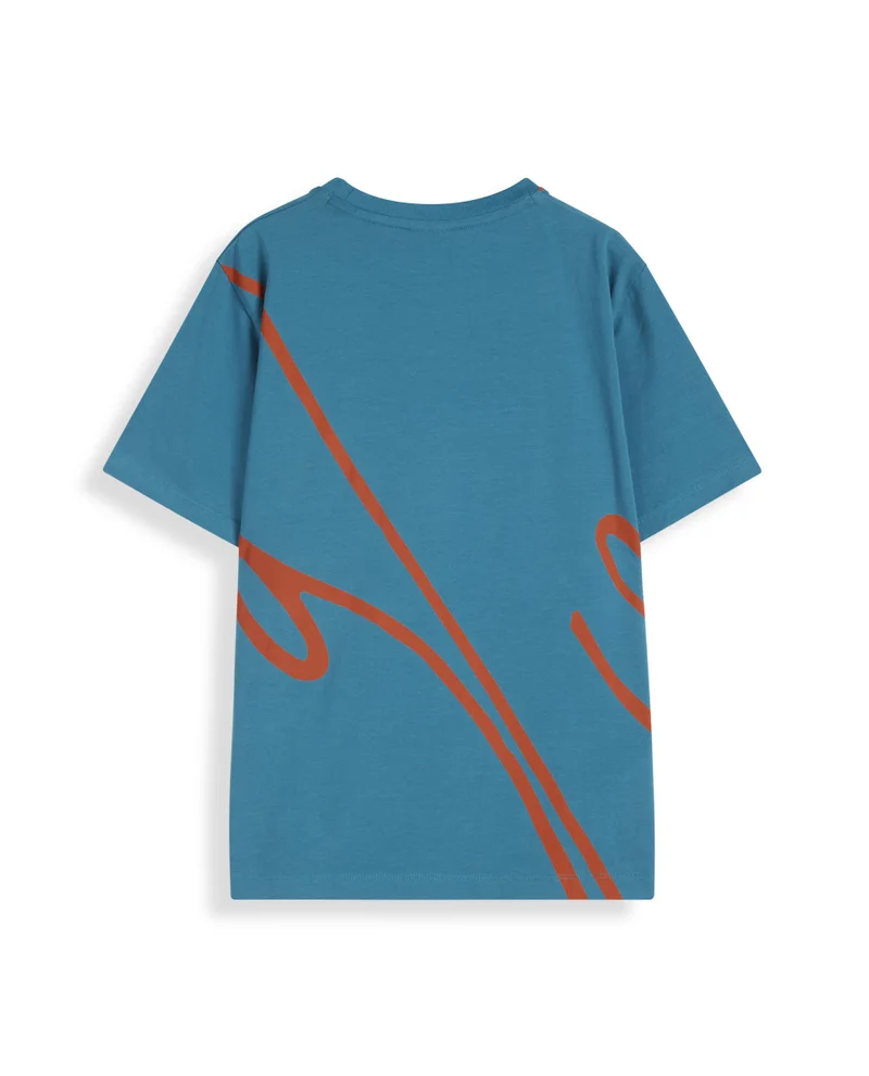 Rare Ones Rare Ones Kids Ezon Turq Cotton Short Sleeve Crew Neck Graphic Signature Print T-Shirt