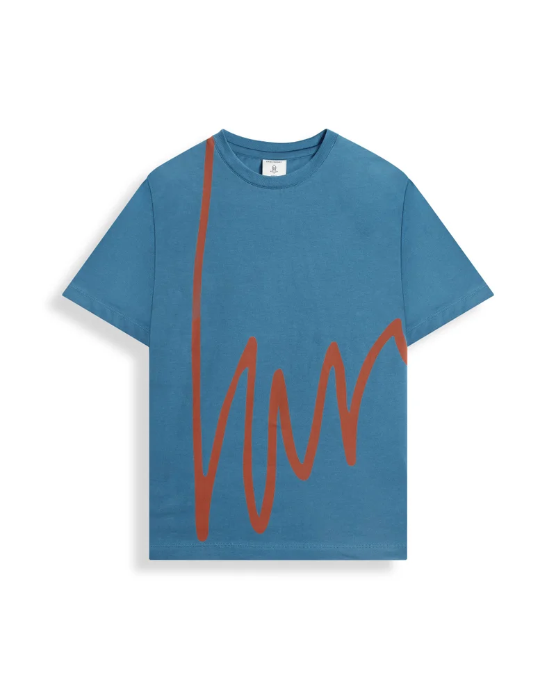 Rare Ones Rare Ones Kids Ezon Turq Cotton Short Sleeve Crew Neck Graphic Signature Print T-Shirt