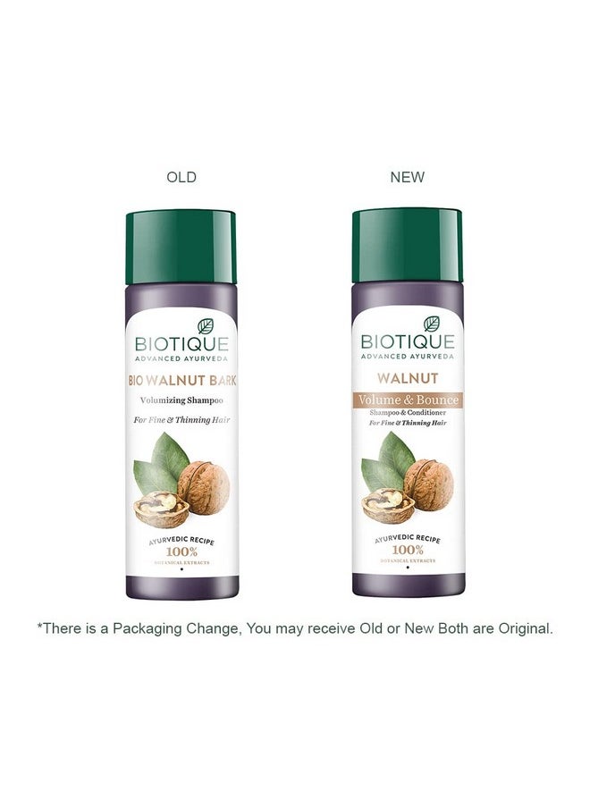 Biotique - Walnut Bark Volumizing Shampoo For Fine & Thinning Hair 190 Ml/ 6.42 Oz. I Makes Hair Healthy Silky Shiny And Pure Natural Black I Musk Root Soap Nut And Black Malya Flowers - Image 1