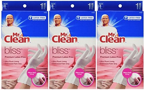 Mr Clean السيد كلين 243034 بليس قفازات بريميوم خالية من اللاتكس، كبيرة، 3 أزواج - Image 5