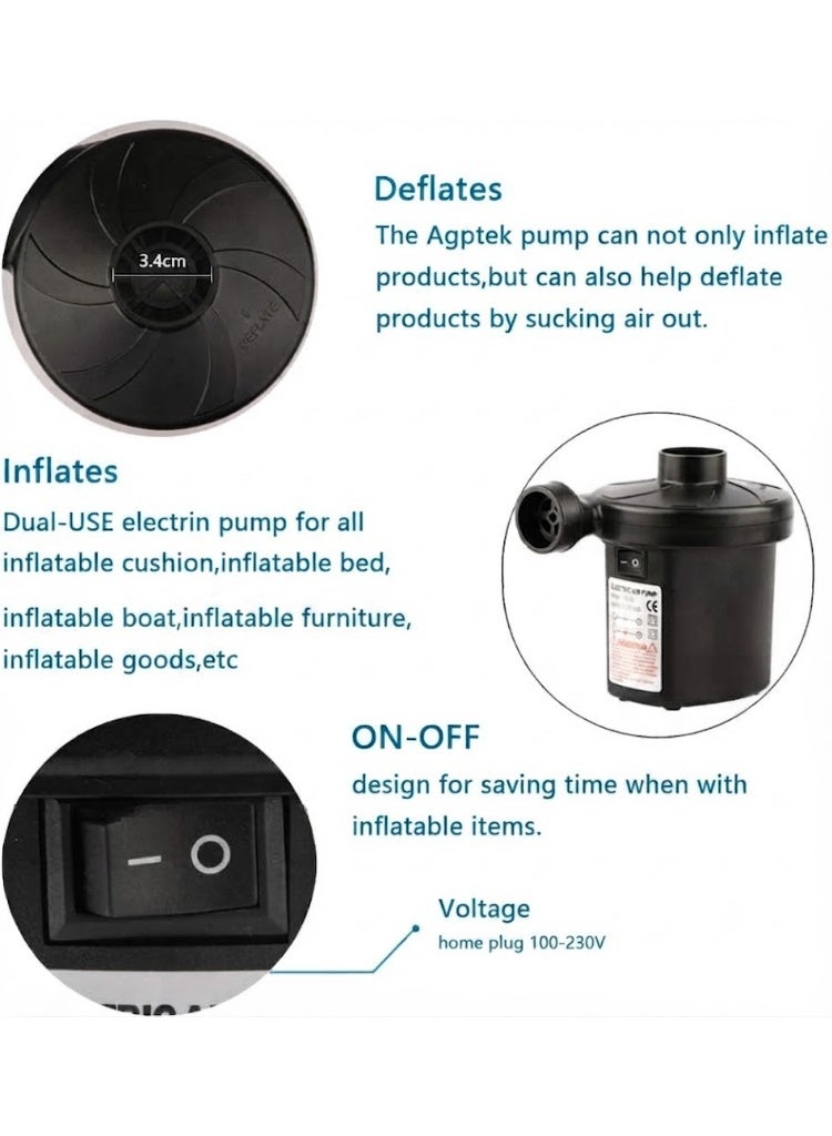 Lynacz Original Electric Air Pump for Inflatable Mattress, High-Speed Portable Air Pump with Inflate & Deflate Function, Compact Lightweight Air Pump for Air Beds, Swimming Pools, Inflatable Boats, Pool Floats, Vacuum Storage Bags, Camping & Outdoor Use, AC Powered, Black - Image 2