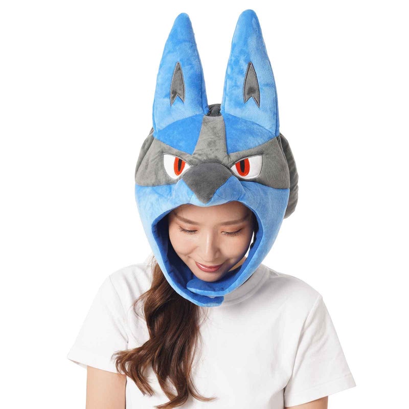 SAZAC Blue Lucario Pokemon Hat Costume for Adults - Premium Cozy Cap with Strap - Perfect Halloween Costume & Adult Cosplay - Image 1