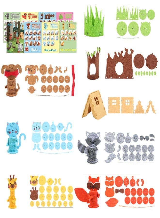 Coola Animal Hide & Seek Craft Kit - 8Pcs Preschool Beginner's DIY Toy Set for Kids Ages 3-6, Includes Cat, Dog, Giraffe, Raccoon, for Boys & Girls 4-8 Years - Image 2