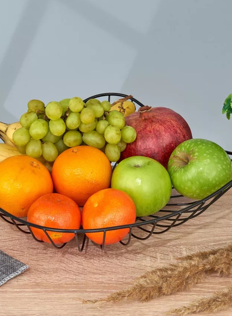 سلة فواكة وخضروات مربعة معدن بقعدة خشب (اسود)  - Image 2