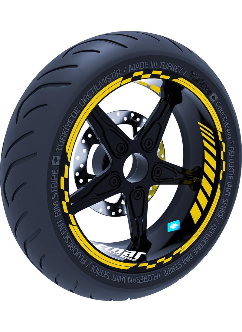 Çınar Extreme Reflective Dark Yellow Moto GP Inner Outer Rim Strip Team Sticker 