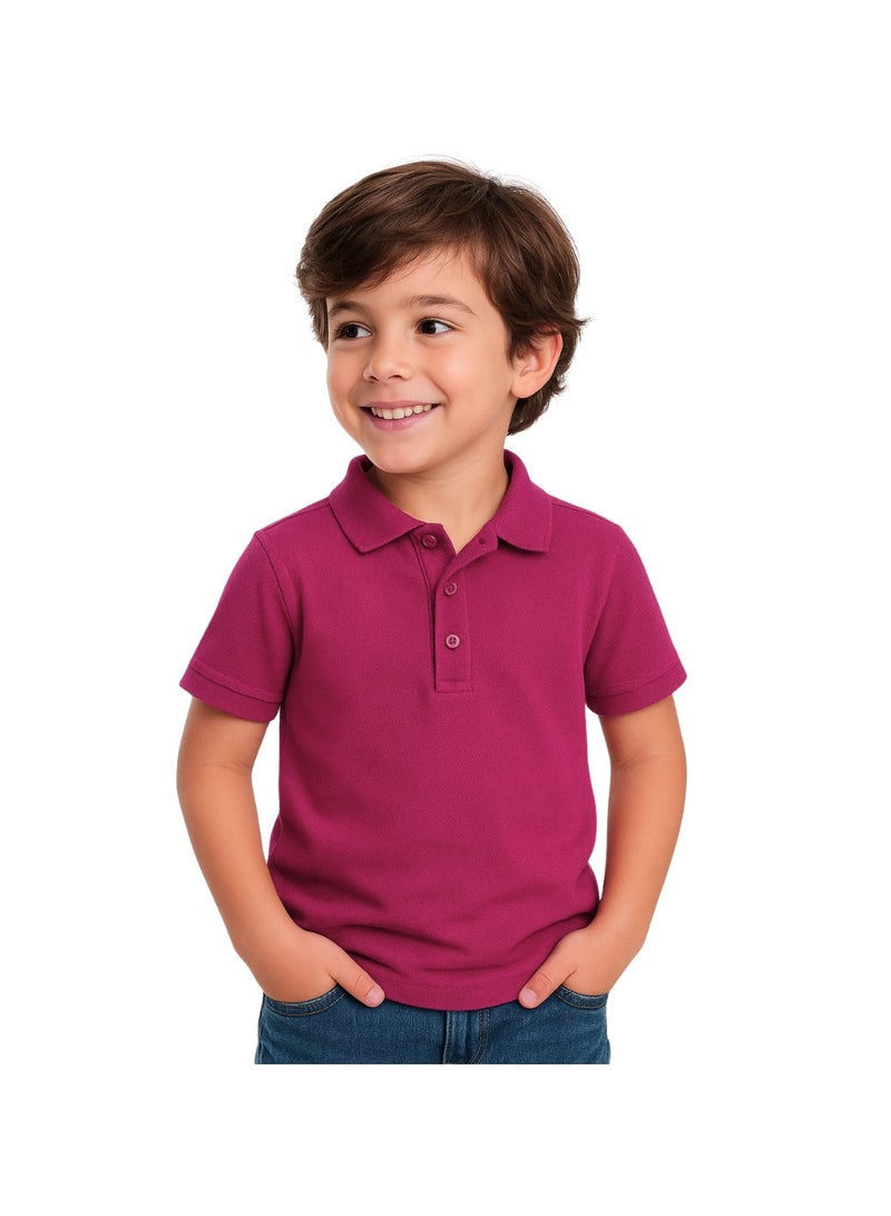 برينت شوب فور مي تيشيرت بولو للأطفال للأولاد 230 جرام في المتر المربع من القطن الخالص الألوان الأساسية - Image 2