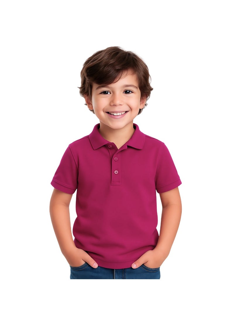 برينت شوب فور مي تيشيرت بولو للأطفال للأولاد 230 جرام في المتر المربع من القطن الخالص الألوان الأساسية - Image 1