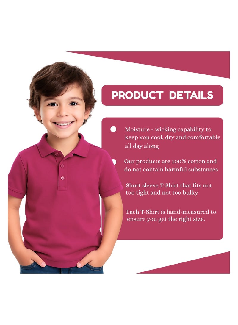 برينت شوب فور مي تيشيرت بولو للأطفال للأولاد 230 جرام في المتر المربع من القطن الخالص الألوان الأساسية - Image 3