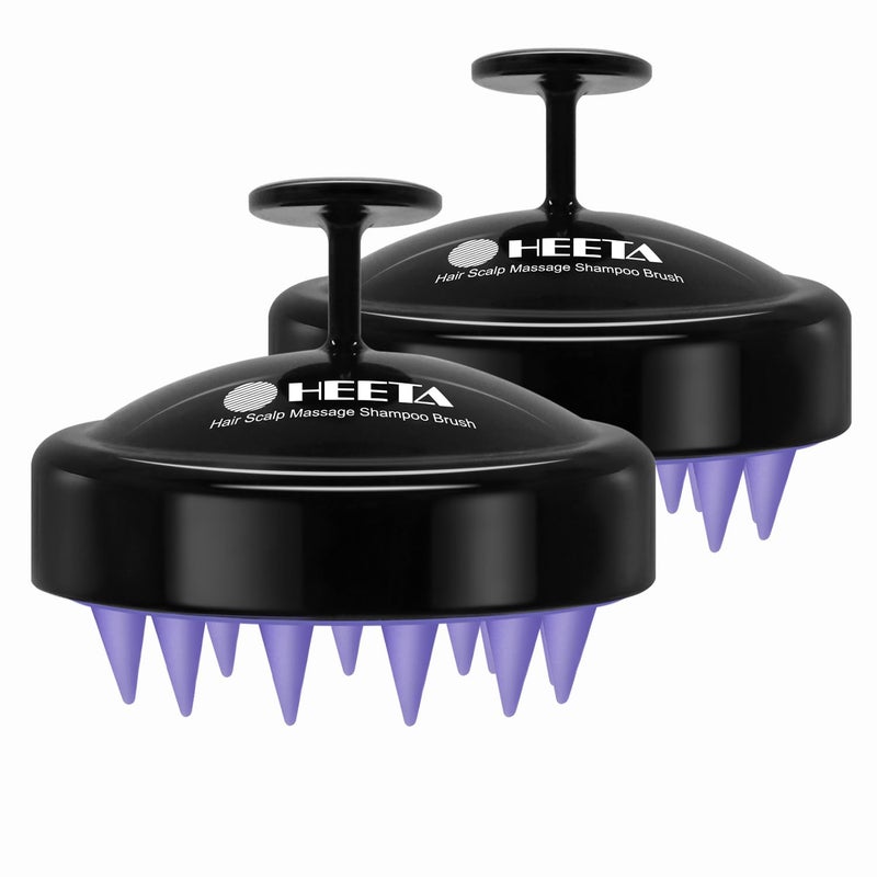 HEETA Scalp Massager Hair Growth 2-Pack, Soft Silicone Scalp Scrubber Shampoo Brush for Exfoliation Dandruff Removal Head Massage Stress Relax, Wet & Dry Use for Women Men Thick Thin Curly Hair Care - Image 1