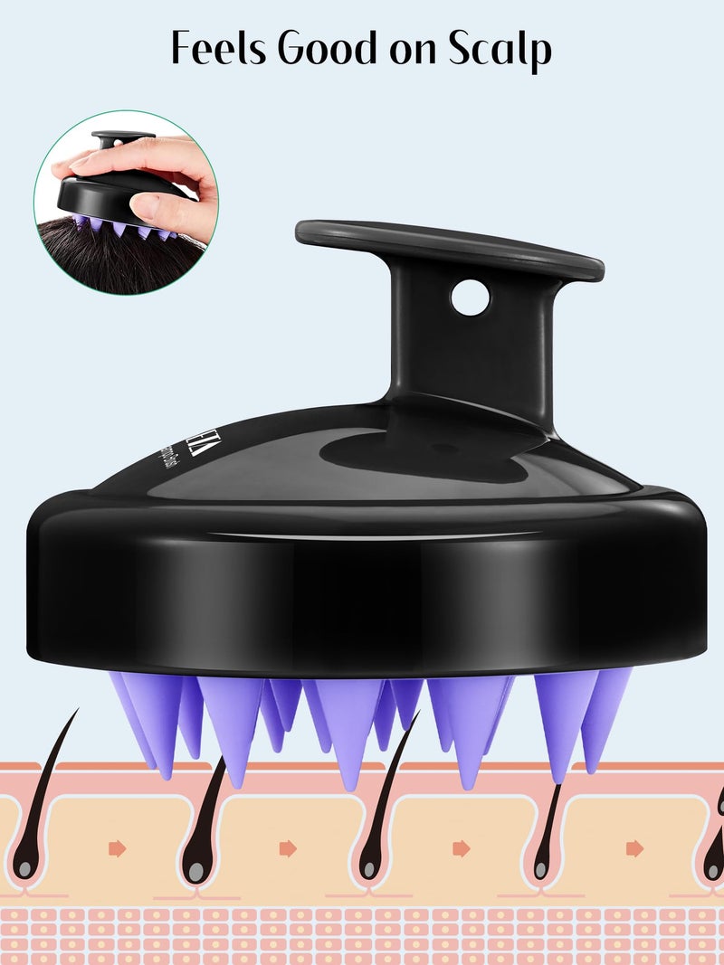 HEETA Scalp Massager Hair Growth 2-Pack, Soft Silicone Scalp Scrubber Shampoo Brush for Exfoliation Dandruff Removal Head Massage Stress Relax, Wet & Dry Use for Women Men Thick Thin Curly Hair Care - Image 3