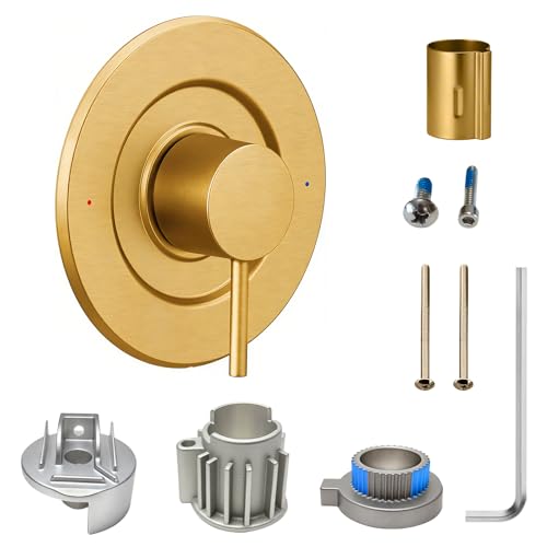 ZXFENG T2191BL Shower and Tub Trim Kit, Pressure Balancing Modern Tub and Shower Trim Kit,Compatible with Moen Valve, Featuring Bathroom Shower Lever Handle for Temperature Adjustment (Brushed Gold) - Image 1