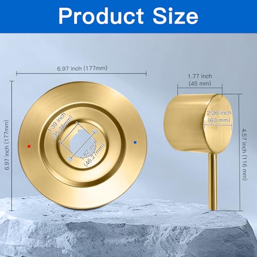 ZXFENG T2191BL Shower and Tub Trim Kit, Pressure Balancing Modern Tub and Shower Trim Kit,Compatible with Moen Valve, Featuring Bathroom Shower Lever Handle for Temperature Adjustment (Brushed Gold) - Image 4