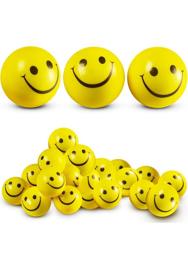 Bedwina Smile Face Stress Balls (Bulk Pack of 24) for Kids and Adults, 2 Inch Yellow Fun Happy Face Squeeze Balls for Anxiety Relief, Hand Therapy or Sensory Fidget Toy - Image 1