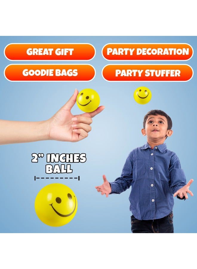 Bedwina Smile Face Stress Balls (Bulk Pack of 24) for Kids and Adults, 2 Inch Yellow Fun Happy Face Squeeze Balls for Anxiety Relief, Hand Therapy or Sensory Fidget Toy - Image 4