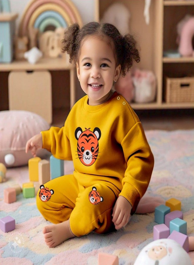 Toddylon طقم ملابس الأطفال توديلون ملابس الأطفال حديثي الولادة للأولاد والبنات قميص قطن وبنطال نوم | تي شيرت وبنطلون | سويت شيرت وبنطال رياضي | هدايا عيد الميلاد (أصفر، 12-18 شهر)  - Image 3