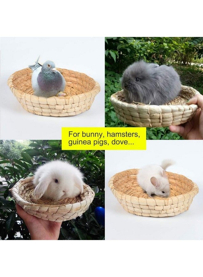 Hamiledyi Bunny Grass Mat Bed 3 Pieces Rabbit Digging Natural Woven Straw Mats Bedding Guinea Pig Timothy Hay Resting Basket Pet Cage Chewing Toys for Hamster Chinchilla Ferret Gerbil - Image 5