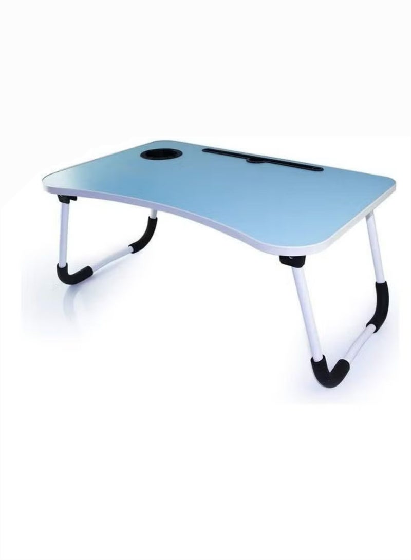 Portable Folding Laptop Table With iPad And Cup Holder Blue 28x60x40cm - Image 4