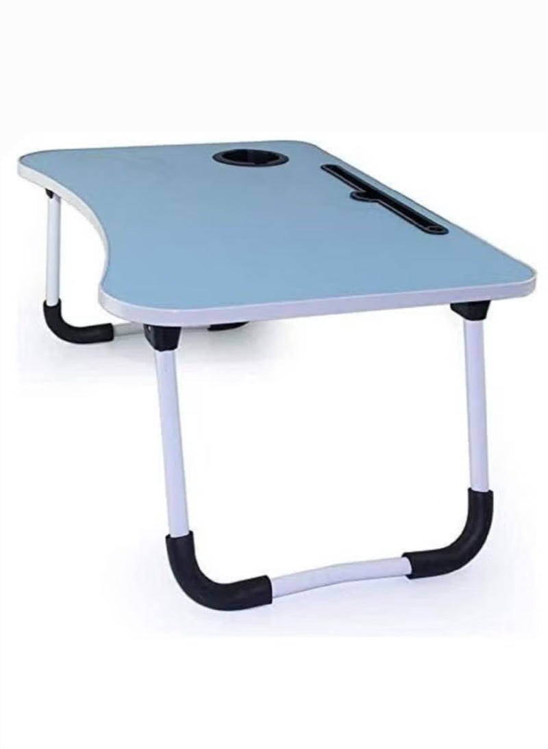 Portable Folding Laptop Table With iPad And Cup Holder Blue 28x60x40cm - Image 5