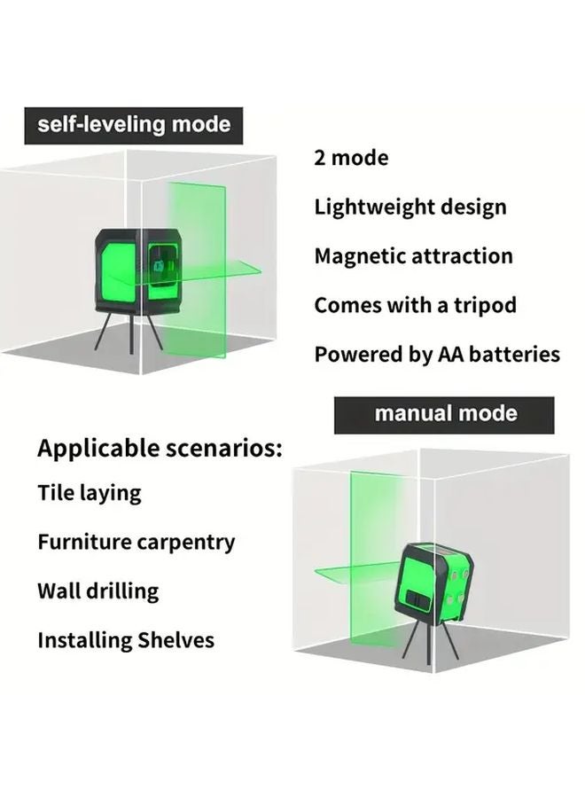 Magnetic 2 Line Self Leveling Laser Level with Tripod Base and Carry Bag - Image 5