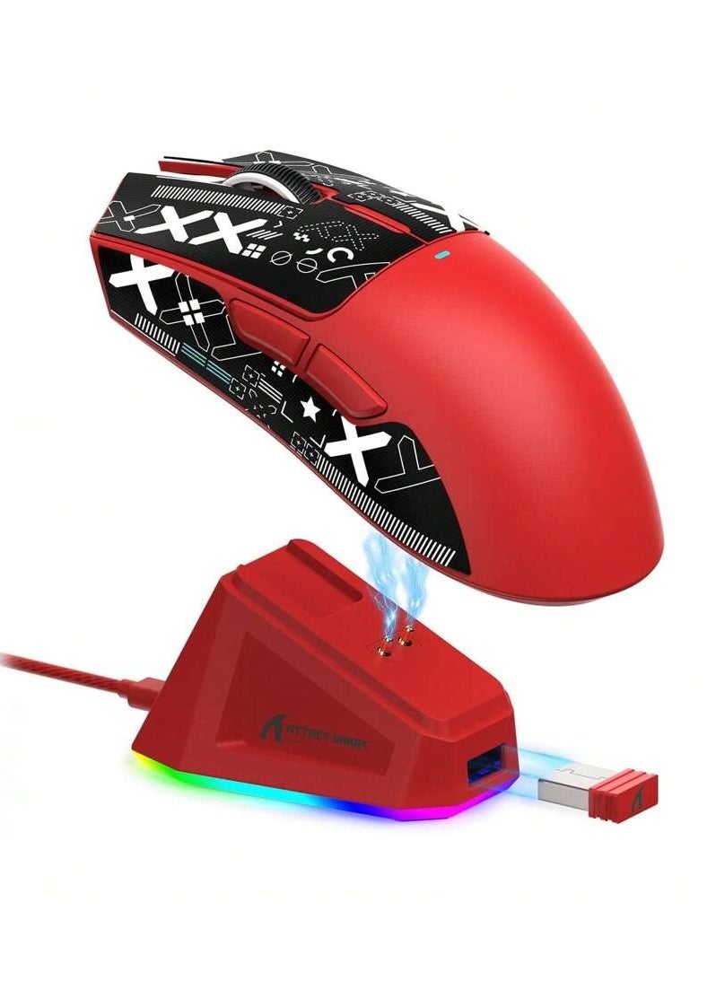 Attack Shark Lightweight Wireless Gaming Mouse, 63g, PixArt PAW3311 Gaming Sensor,  BT/2.4G Wireless/Wired with Magnetic Charging Dock And Tape For Better Grip, Attack Shark X11  - Image 1
