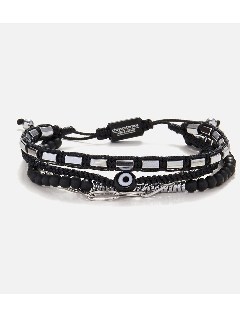 كريسوستوموس سوار متعدد الخطوط مرصع بالخرز قابل للتعديل مصنوع يدويًا - Image 1