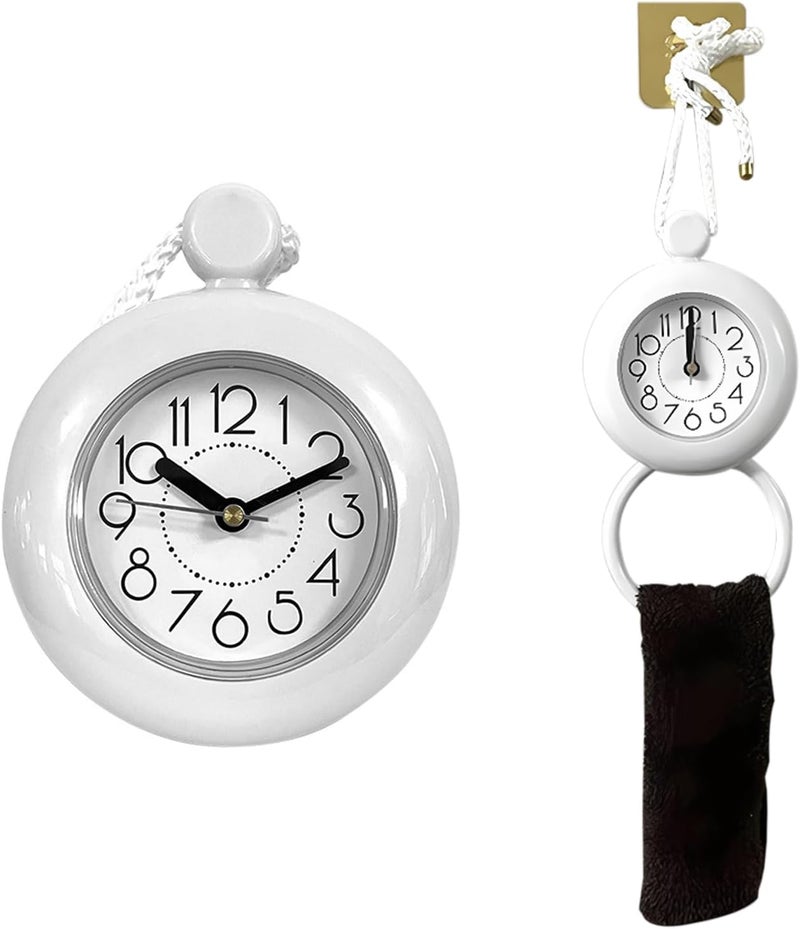 Restynic Waterproof Dual-Purpose Hanging & Standing Shower Clock, 4.72" Round Quartz with Silent Motion, for Bath/Kitchen (Requires 1 AA Battery, Not Included) - Image 1