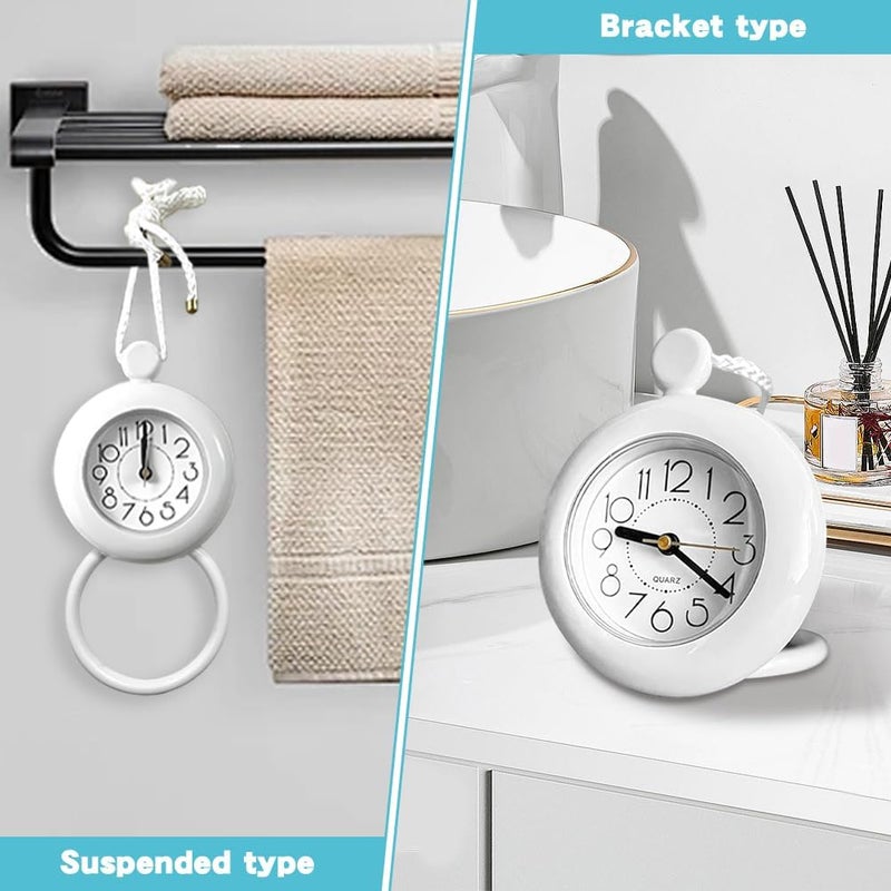 Restynic Waterproof Dual-Purpose Hanging & Standing Shower Clock, 4.72" Round Quartz with Silent Motion, for Bath/Kitchen (Requires 1 AA Battery, Not Included) - Image 3