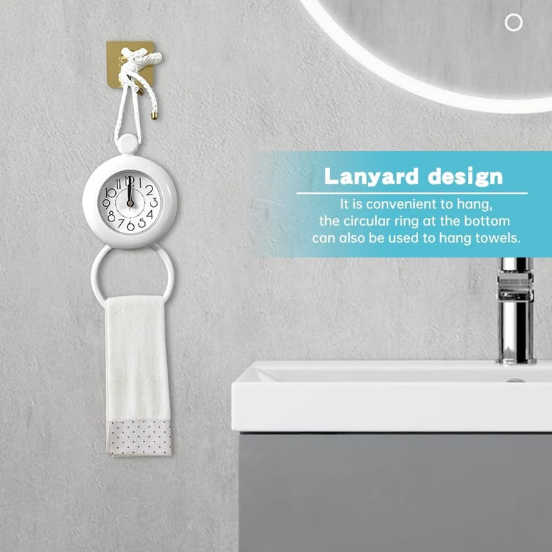 Restynic Waterproof Dual-Purpose Hanging & Standing Shower Clock, 4.72" Round Quartz with Silent Motion, for Bath/Kitchen (Requires 1 AA Battery, Not Included) - Image 4
