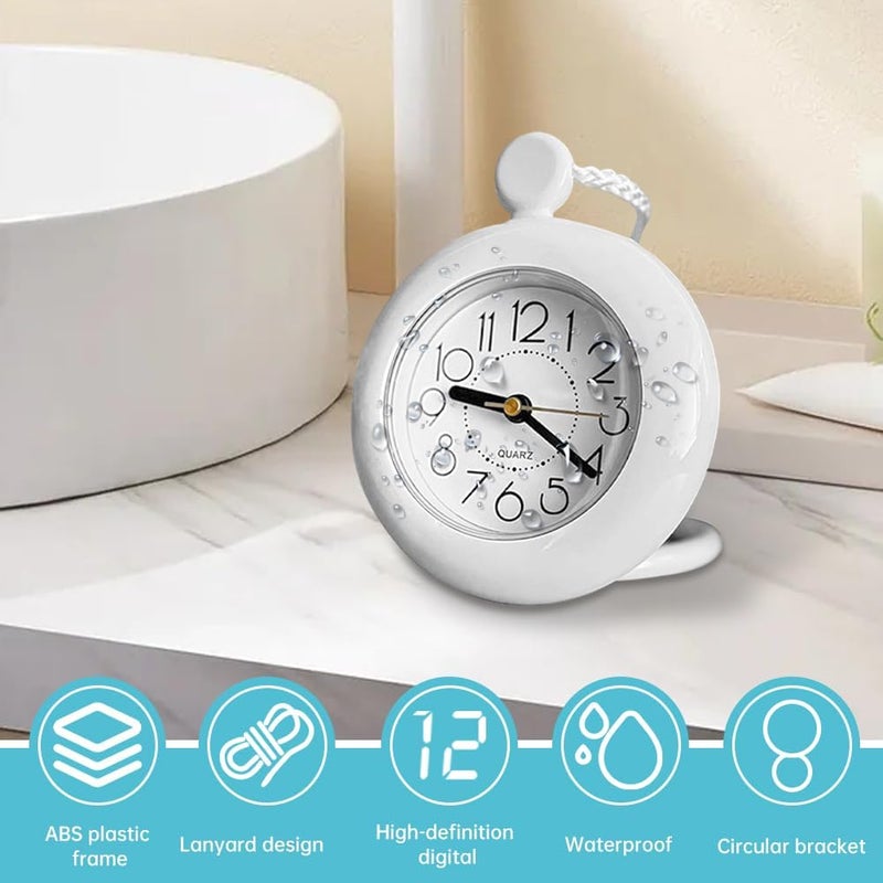 Restynic Waterproof Dual-Purpose Hanging & Standing Shower Clock, 4.72" Round Quartz with Silent Motion, for Bath/Kitchen (Requires 1 AA Battery, Not Included) - Image 2