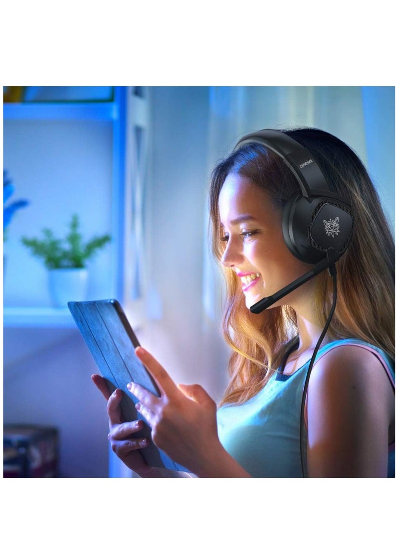 onikuma Wired Gaming Headset Over Ear Headphones Noise Canceling E-Sport Earphone with Mic LED Lights Volume Control Mute Mic for PC Laptop PS4 Smart Phone - Image 5